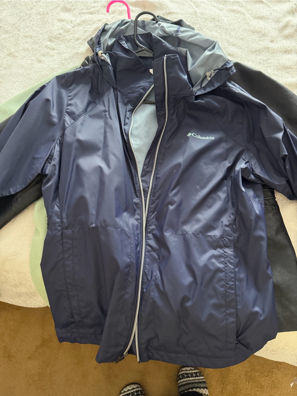 Columbia Navy Waterproof Hooded Rain Jacket